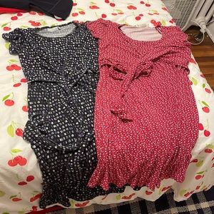 JoJo Maman BeBe Black and Red Maternity and Nursing Dresses 2 as L Large jersey